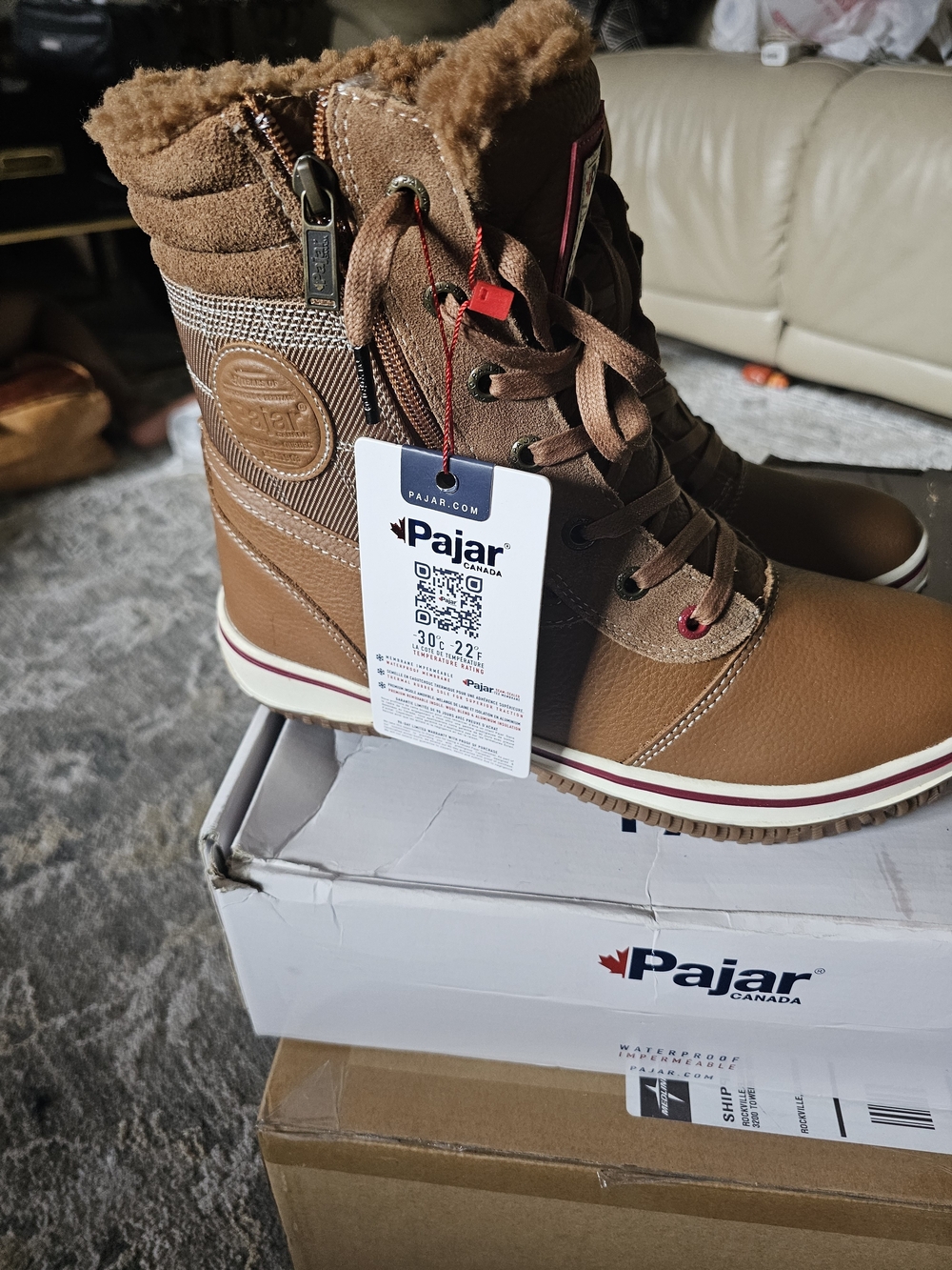 Canadian Pajar Men Leather Brown Winter Boots